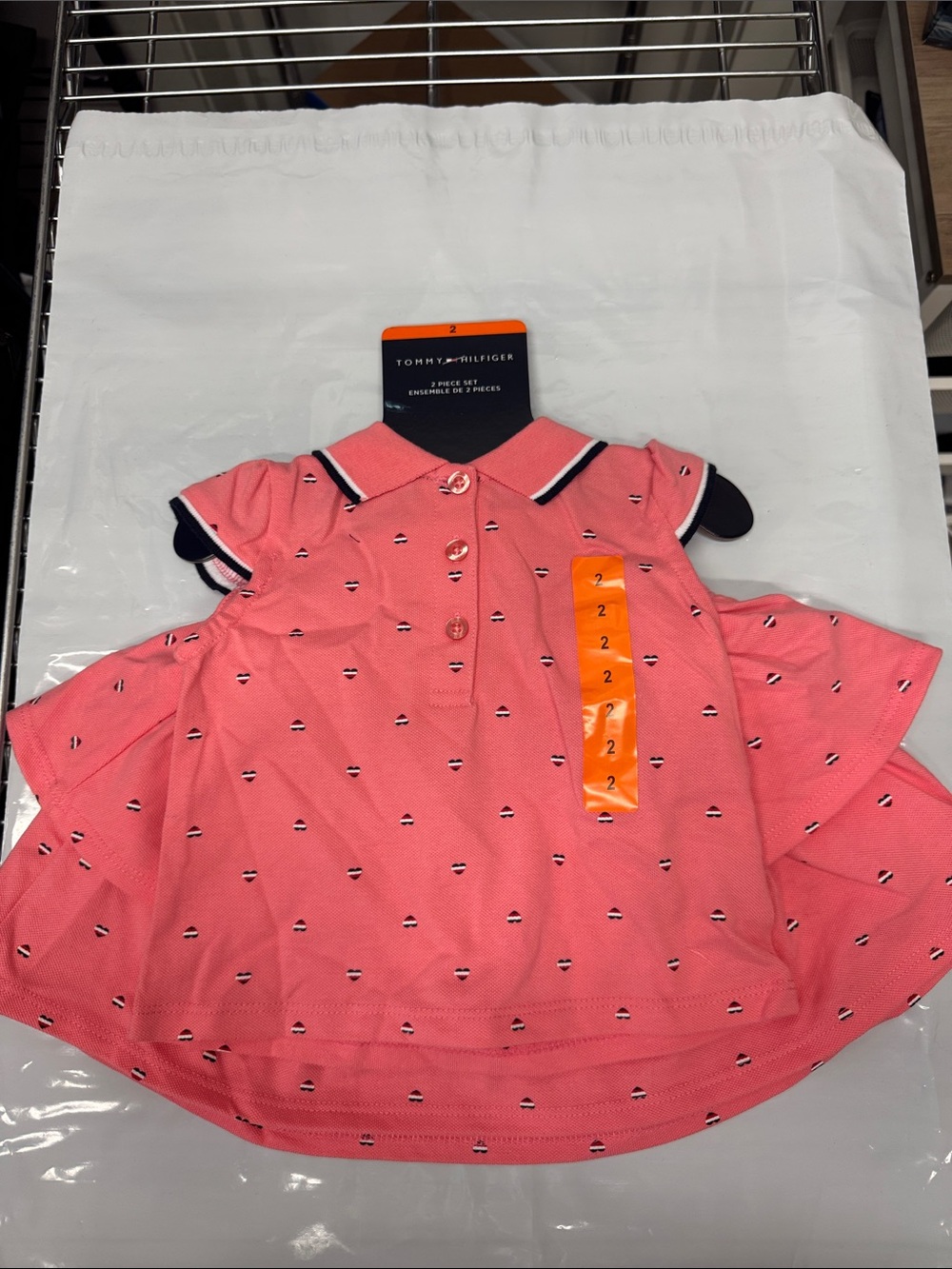 Tommy Hilfiger Pink Polo Dress with Navy Trim